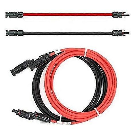 Câble d'extension - Double face - Câble solaire - Rouge/noir - 6 mm - Avec connecteur solaire intégré - 1 à 50 m (2 x 5 m) (1/5)