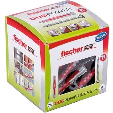 Multipack FISCHER DÜBEL MIT PH-SCHRAUBE (DUOPOWER 8 X 65 PH) - 25 Stück