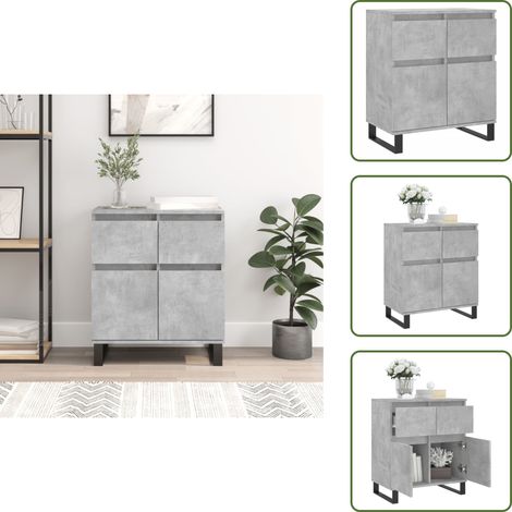 Buffet Gris béton 60x35x70 cm Bois d'ingénierie - Buffet Gris - Buffet Design - Meuble Rangement - Armoire Murale - Mobilier Salon (1/5)