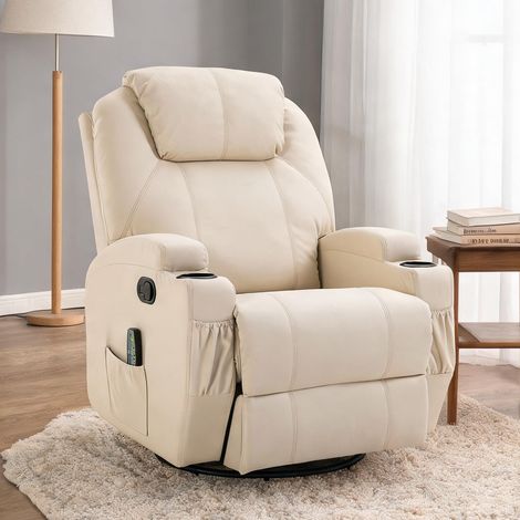 Fauteuil de massage coloris cream blanc en cuir 84 x 92 x 109 cm (1/5)
