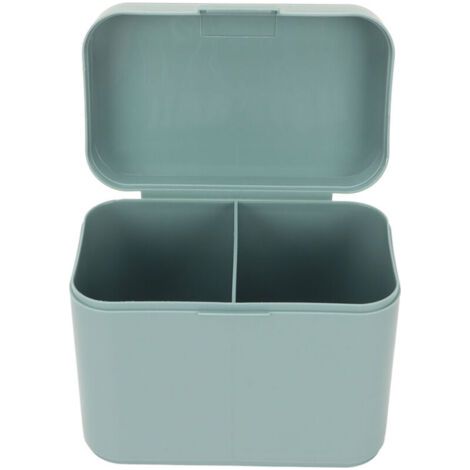 Boîte de Rangement Bureau 2 Compartiments Séparés Multifonction Antipoussière Grande Capacité Organisateur de Disques Démaquillants Vert (1/5)