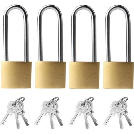 4 Stück Vorhängeschlösser Lange U förmige Vorhängeschlösser Robust Sicherheitsvorhängeschlösser Vorhängeschloss für Gartenhaus, Tor oder Garage V (1/5)