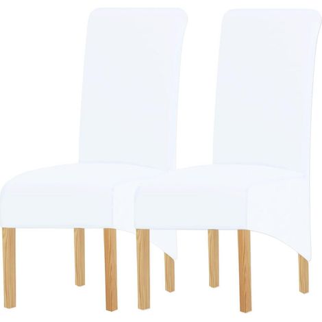 Housses de chaise extensibles en tissu Spandex pour salle à manger, lot de 2, blanc (1/5)