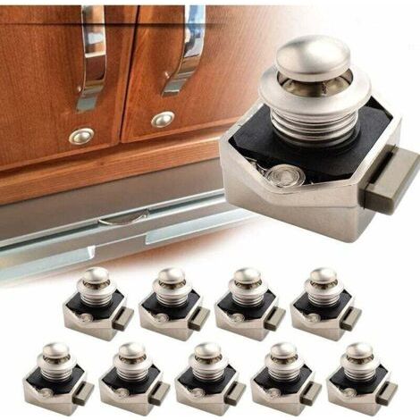 BUNTHAUS 10 loquets à bouton-poussoir sans clé, pour portes de camping-car, bateau, yacht, caravane, placards, portes et armoires.