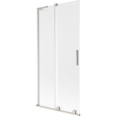 Mexen Velar L paroi de baignoire 2 volets coulissants 90 x 150 cm, givre, nickel brossé - 896-090-003-31-97 (1/2)