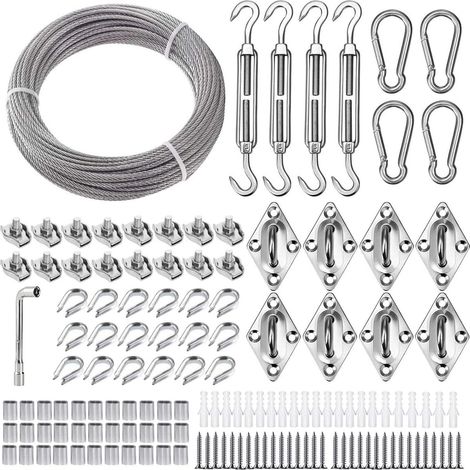 Câble en Acier Inoxydable 3mm/30M Câbles Métalliques avec Revêtement PVC avec M5 Tendeurs de Fil, Idéal pour Treillis de Jardin, Clôtures, Lumières Suspendues et Projets DIY (1/5)