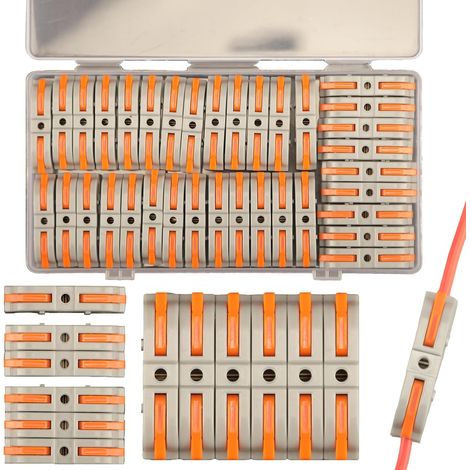 35pcs Connecteurs électriques à Levier, Bornes de Connexion Automatique Rapide Peuvent être Librement Combinés, Connecteurs électriques en Ligne 1 à 1, Connecteurs de Fil d'épissage Compacts Bricolage (1/5)