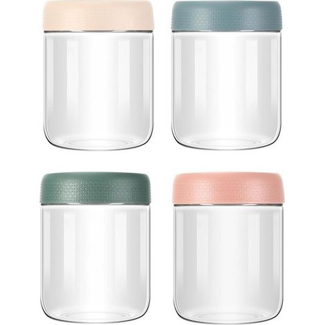 Lot de 4 Pots à Overnight Oats 500 ml avec Couvercle à Vis, Bocaux de Conservation pour Confiture, Yaourt, Pudding et Purée Bébé (1/5)