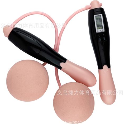 (Gros ballon rose clair) Minuteur électronique sans fil pour le fitness, corde à sauter en fil d'acier