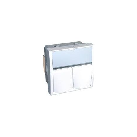 Double prise reseau RJ45 cat6 STP blanc polaire mécanisme 45x45mm sans support ni plaque S-one ALTIRA