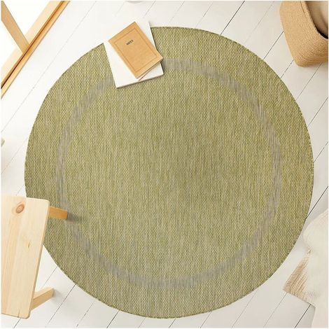 Tapis plat intérieur et extérieur contemporain rond Kiano Vert Ø 120 (1/5)