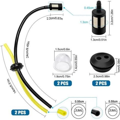 2 Ensembles Universel Filtre à Essence Kit, Durite Essence Debroussailleuse en Caoutchouc, Ampoule D'AmorçAge De Filtre, Joint De RéServoir De Carburant, pour Coupe-Herbe, Débroussailleuse (1/3)