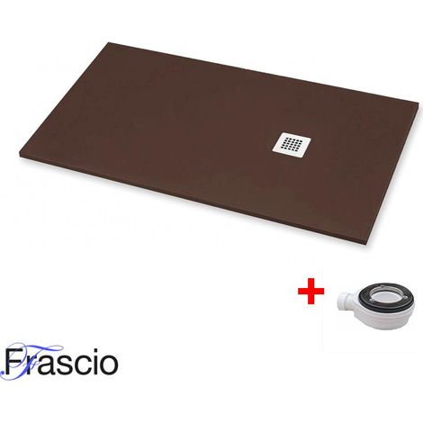 Duschwanne 80X110 cm Vulcano Line Slim Schokoladenfarbe Ral 8017 aus Kunstharz und Marmorpulver mit freiem Abfluss - FRASCIO