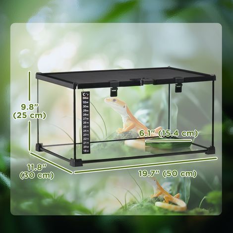 élevage de reptiles en verre, aquarium avec thermomètre, clôture panoramique (1/5)