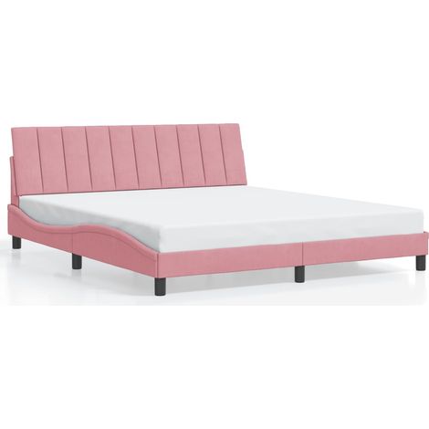 Lit double,Lit adulte,Cadre de lit sans matelas Hanko rose 180x200 cm velours CFW8464276 (1/5)