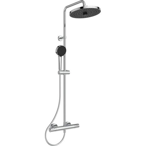 Système de douche IS CThermT25+ avec mitigeur thermostatique, douchette à main 2 jets et tête de douche chromée