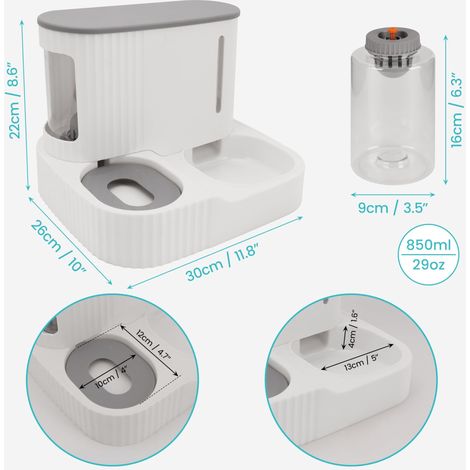 Mangiatoia automatica a gravità 2 in 1 - Capacità 850 ml - Ciotola per gatti, gattini, cani di piccola e grande taglia, cuccioli - Facile da pulire - Cibo umido e secco (1/4)