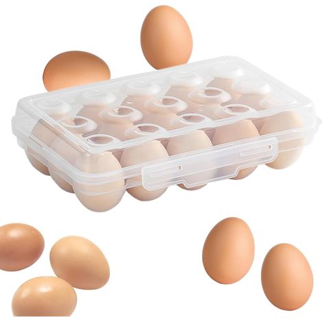 Boîte Œufs 15 œufs avec Couvercle, distributeur plateau plastique transparent cuisine/voyage/camping (1/4)