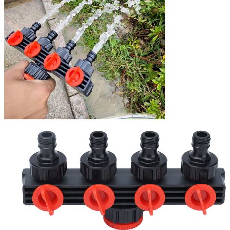 4-Wege-Wasserverteiler für die Gartenbaubewässerung mit ABS-Schnellkupplungen (1/5)