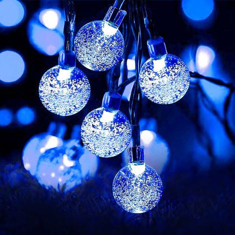 Guirlande lumineuse solaire de jardin 50 LED 7 m étanche, 8 modes intérieur/extérieur,Éclairage décoratif pour la maison, le jardin, la terrasse, la cour, les fêtes, les festivals (bleu) (1/5)