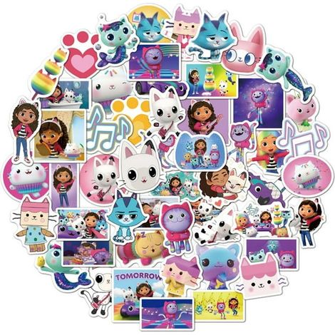 54 autocollants Gabby's Dollhouse dessin animé mignons pour ordinateur portable, frigo, téléphone, skateboard, gourde - jouet enfant fille (1/5)