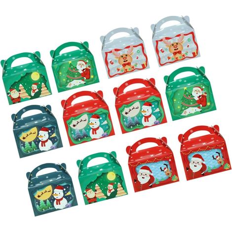 12pièces Boîte Cadeau de Noël Boîte à Bonbons de Noël Papier pour Cadeaux de Fête et Petits Présents (1/5)