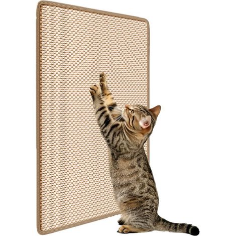 Rascador para gatos, Rascador de sisal, Con velcro, sofás, alfombras y sillones, Color madera, 11,81 x 23,62 pulgadas (1/5)