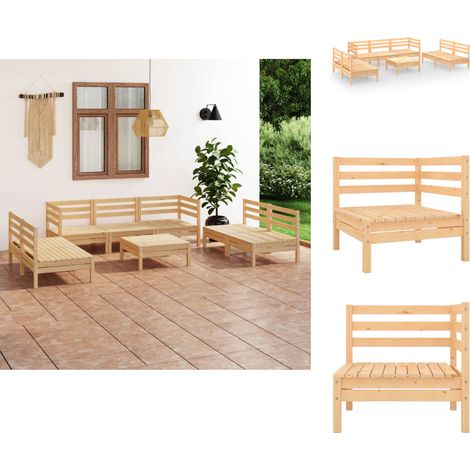 Gartenmöbel-Sets - Living 8-tlg. Garten-Lounge-Set Massivholz Kiefer (1/5)