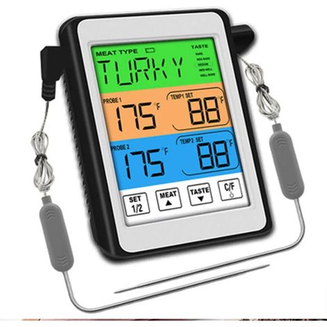 Thermomètre de cuisine numérique pour barbecue et fumoir avec 2 sondes et écran LCD. (1/5)