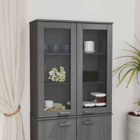 Aparador superior HAMAR pino macizo gris oscuro 85x35x100 cm (1/4)