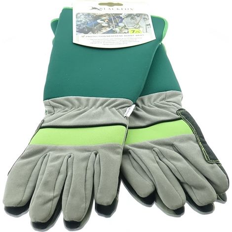BLACKFOX® Garten - Handschuhe mit Unterarm-Neoprenschutz Grün & Grau Größe 7/S (1/3)