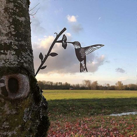 Décoration d'oiseau en métal colibri pour jardin, arbre ou terrasse (1/4)