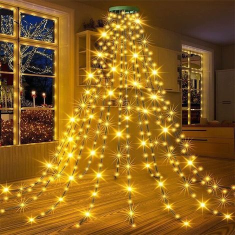 Guirlande Lumineuse Sapin NoëL, 2M 280 LED Guirlande Lumineuse Arbre Noel avec, Ilumineuse de sapin de Noël Imperméable pour Décoration Sapin de Noël - Blanc chaud
