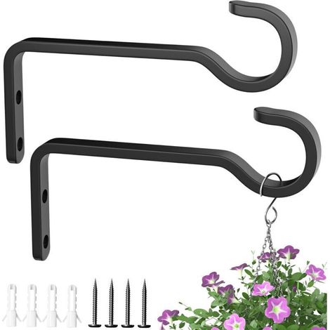 Lot de 2 crochets muraux de 15,2 cm pour suspension de fleurs, support pour plantes suspendues, supports pour plantes en plein air, crochets muraux pour plantes, crochets de lanternes (1/4)