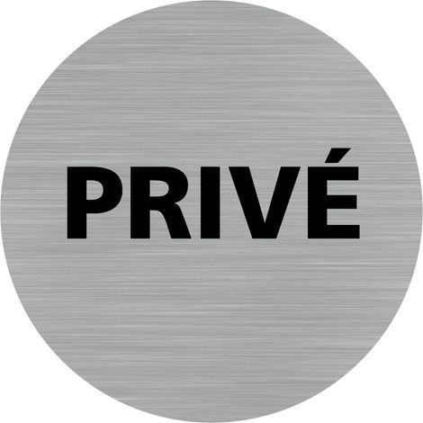 Pictogramme Privé (Q0194).- Plaque aluminium brossé - Diamètre 83 mm