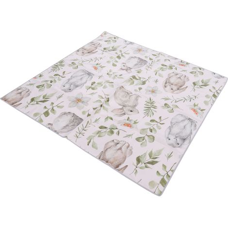 Tapis antidérapant multifonctionnel imperméable à motif de lapins mignons pour bébés, idéal pour le salon, le camping, les cours et les jardins. (1/5)