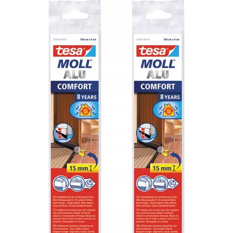 TESA Tira de sellado de cepillo para puerta autoadhesiva marrón 1 m x 40 mm 2 uds.