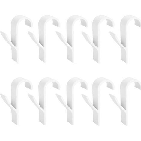 Set mit 10 weißen Handtuchhaken aus hochwertigem ABS-Kunststoff, geeignet für Badezimmerheizkörper. Multifunktionale Haken, kompatibel mit runden Heizkörpern, ideal für Badezimmerheizkörper.