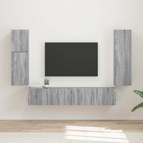 TV-Schrankset Wandmontiert 4 pcs Graues Sonoma Holzwerkstoff