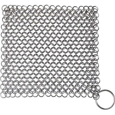 Nettoyant pour fonte, épurateur Nettoyant pour poêle à chaîne en acier inoxydable de 7 "x 7" pour casseroles en fonte pré-assaisonnées pour fours hollandais