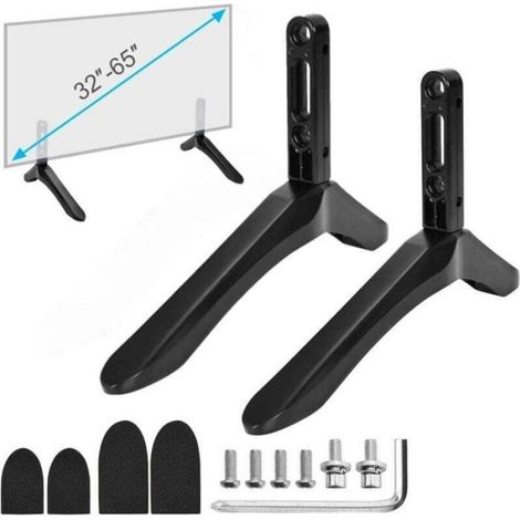 1 Paire Pieds TV, Support universel 32-65 pouces, Alliage d'aluminium, Charge 45 kg, Pour écran plat et incurvé (1/4)