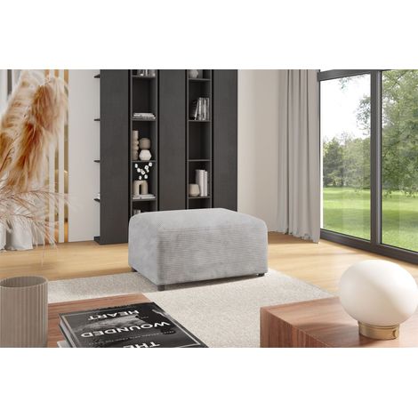 Polsterhocker Designerhocker Hocker MEGAN in Stoff Poso Hellgrau (1/3)