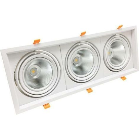 Ghiera portafaretto orientabile 60w 3x20w completa di 3 faretti led kit 1pz 6400k