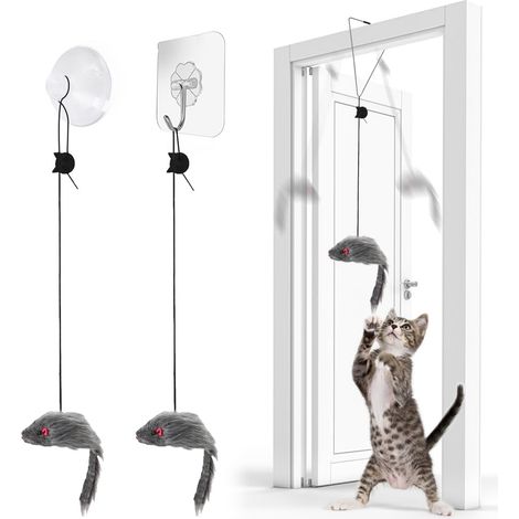 Porte Suspendue Souris Jouet Chat Interactif,Jeu Chaton Interieur, pour l'exercice du Chat,Jouets en Peluche (1/5)