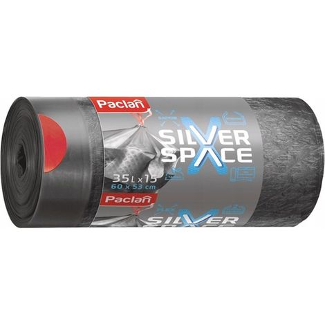 135110 Bolsas espaciales Paclan plateadas con cinta adhesiva 35L 15 unidades 135100