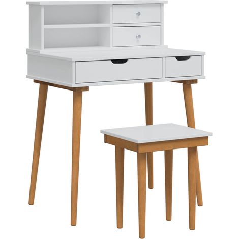 Conjunto de Mesa de Tocador FAUSKE 3 pcs Blanco vidaXL (1/5)