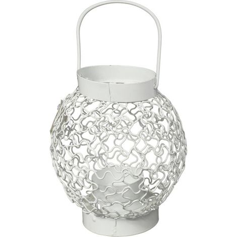 Lanterna portacandele in metallo bianco per decorazioni da giardino e patio. (1/2)