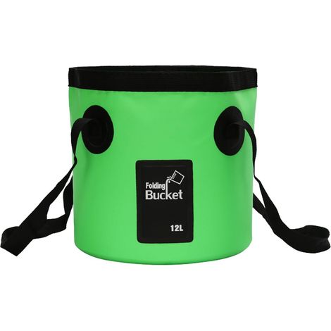 Zusammenklappbarer Eimer, multifunktionaler zusammenklappbarer Eimer für Reisen, Wandern, Angeln, Bootsausflüge, 12 l, grün (1/5)