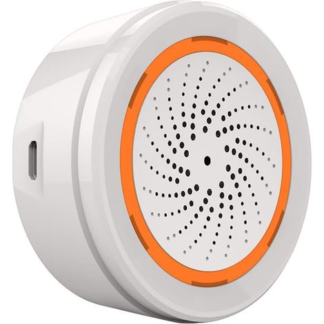 1 Sirène Alarme , 90 dB, Double Alimentation, Temps Réglable, 18 Sonneries, Intérieur