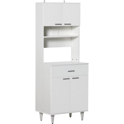 HOMCOM Madia Classica Bianca in Legno Credenza Alta da Cucina (1/5)